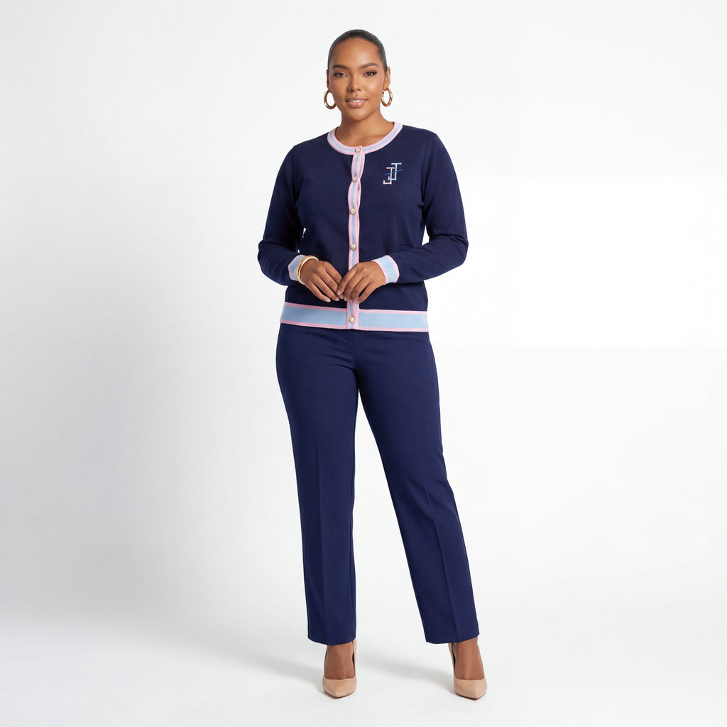 Jack and Jill Embroidered Cardigan Navy – Sacred Heart Collections