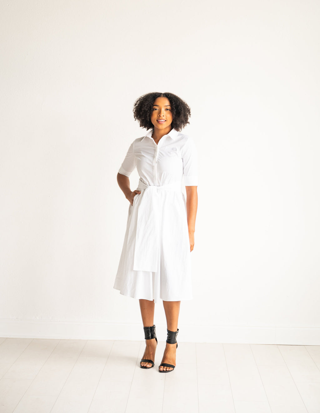 Spelman True Blue Collection Waisted Shirt Dress XS / White