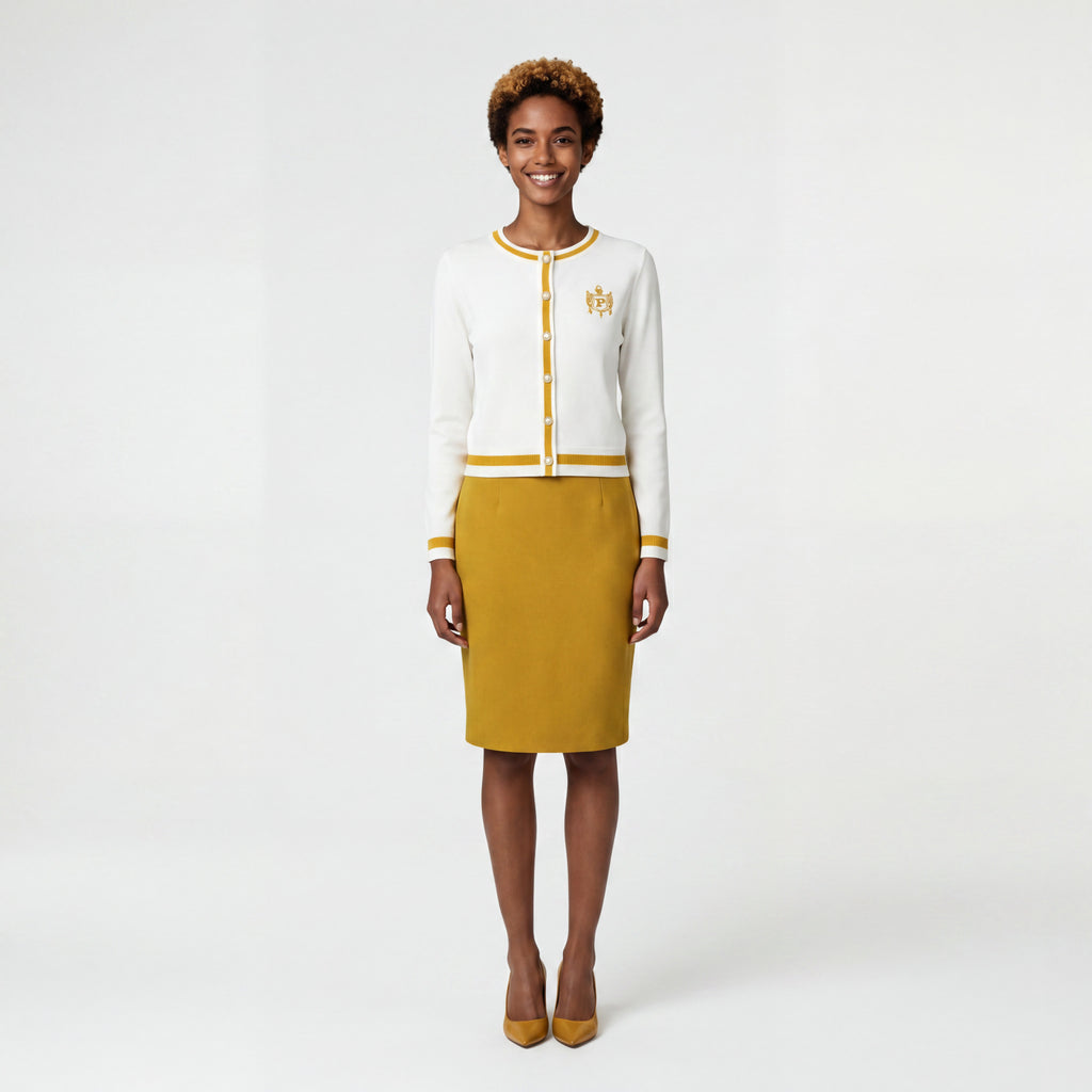 PHILO EMBROIDERED CARDIGAN - WHITE