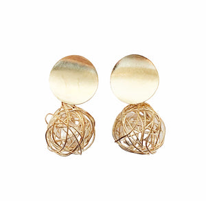 WIRE CAGED PEARL EARRINGS