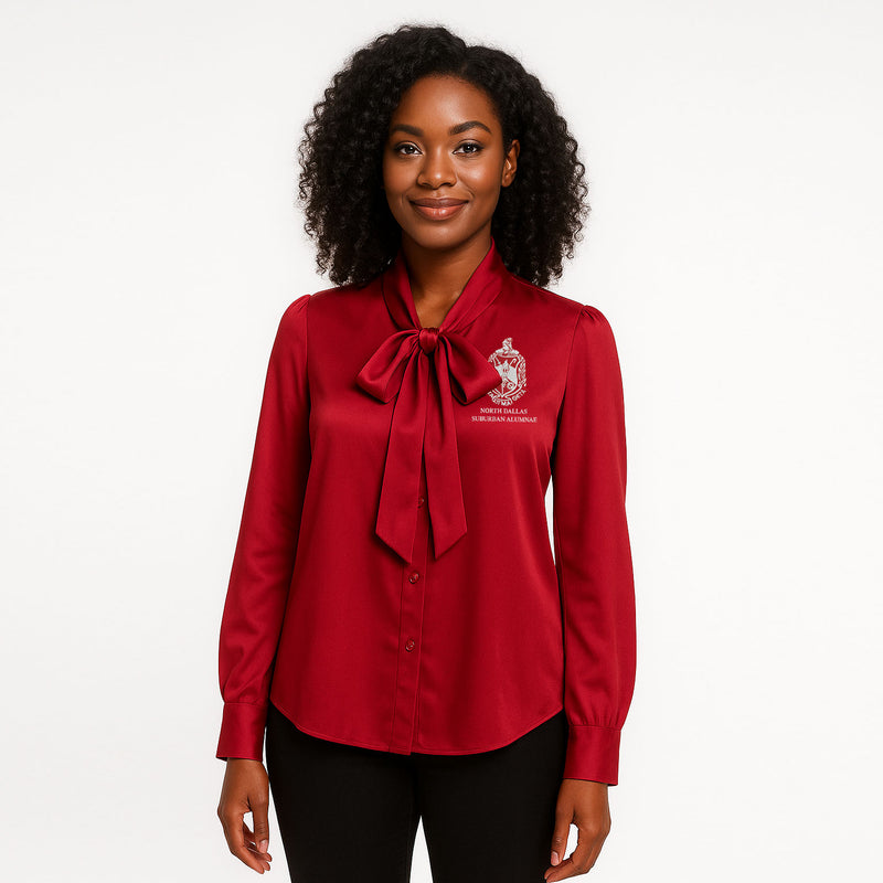 DST NORTH DALLAS SUBURBAN ALUMNAE CHAPTER BOW BLOUSE