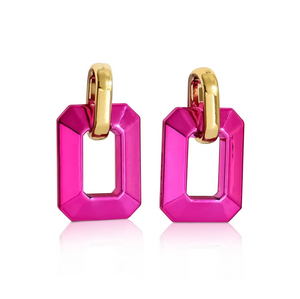 PINK AND GOLD ACRYLIC DROP EARRINGS