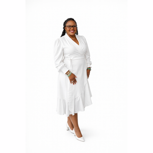 plus size white wrap dress SORORITY WHITE WRAP DRESS – Sacred Heart Collections