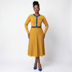 SIGMA GAMMA RHO BUTTON FRONT DRESS GOLD / M SIGMA GAMMA RHO BUTTON FRONT DRESS GOLD / M